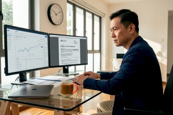 Singapore investor reviewing tax-efficient investing documents