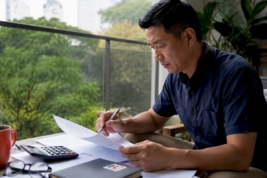 Buyer checking property financing documents