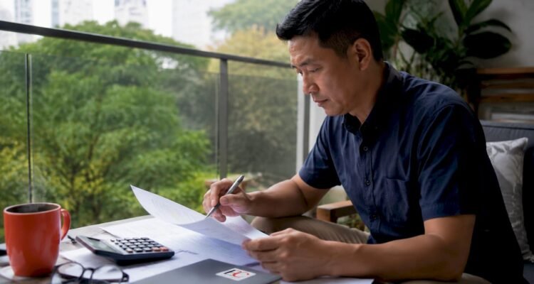 Buyer checking property financing documents