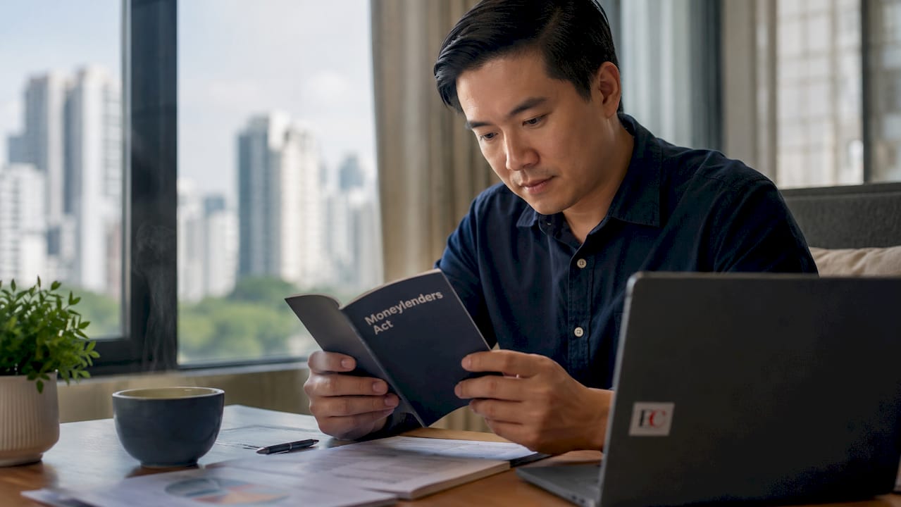 Singapore moneylender rules explained: your 2026 guide 1 Man reviewing Singapore moneylender rules booklet
