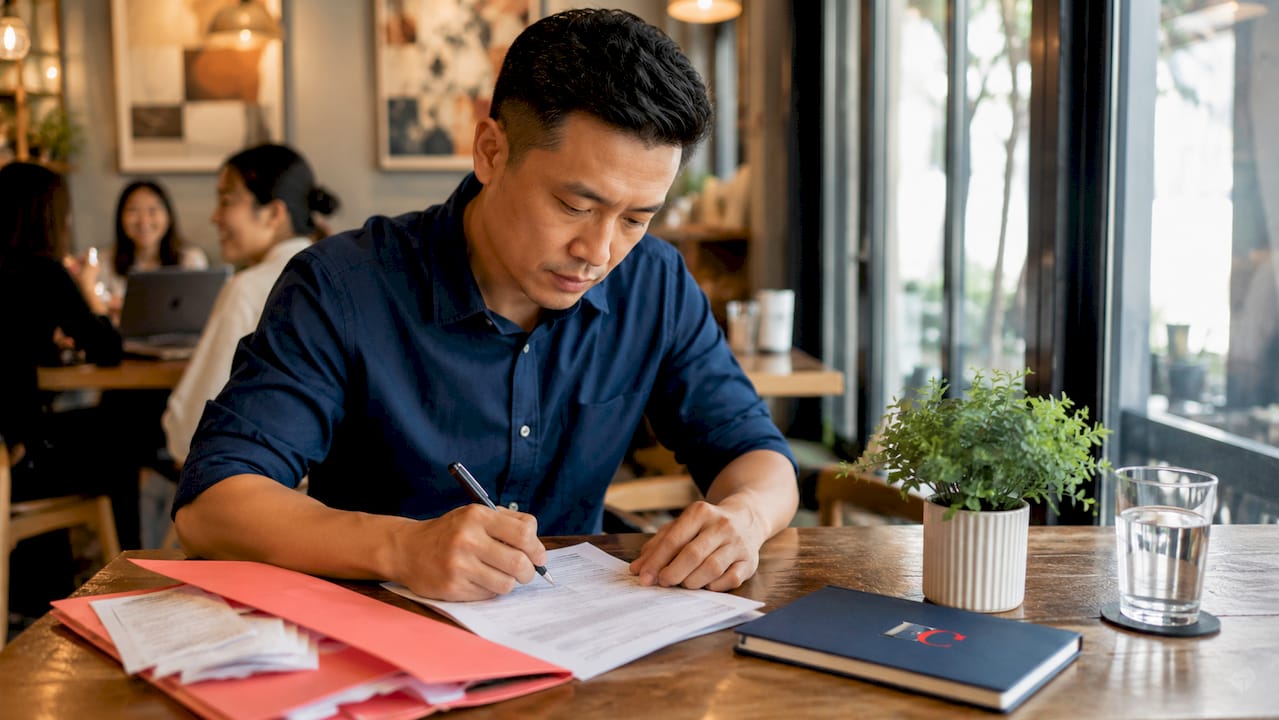 Singapore financial hardship assistance explained: 2026 guide 1 Man filling financial assistance forms at home