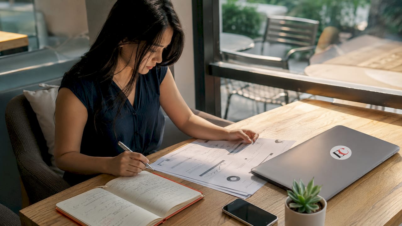 Benefits of early investing in Singapore: 2026 guide 1 Young woman reviewing investment documents in home
