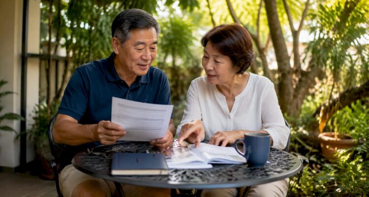 Singapore retiree couple discussing legacy planning