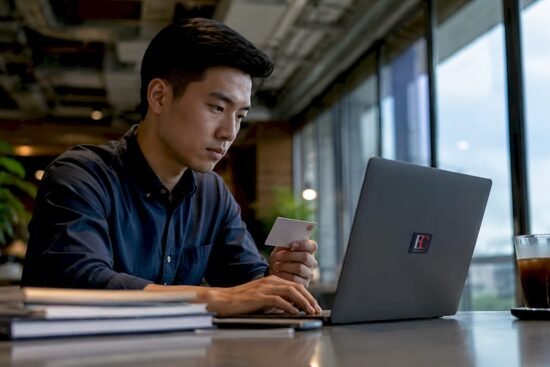 Man using tablet to start robo-advisor investing