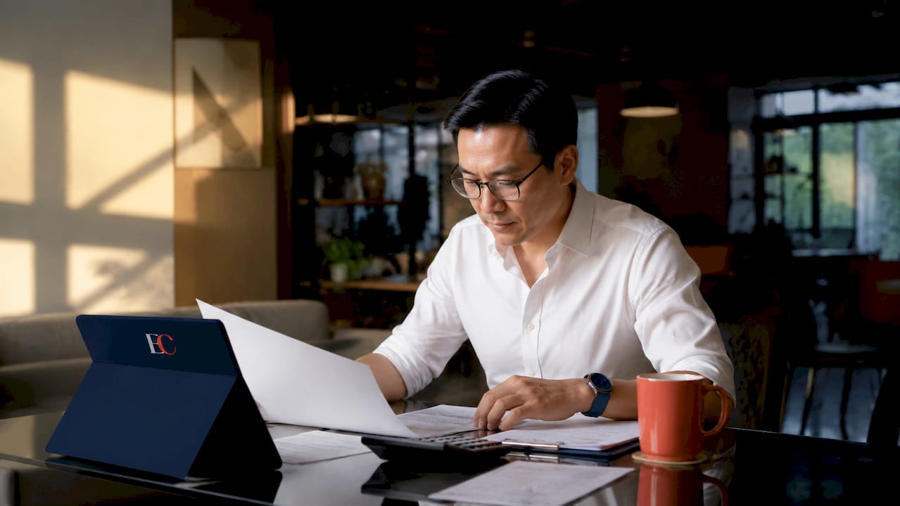 Singapore capital gains tax explained: 2026 guide 1 Financial advisor reviewing Singapore tax documents