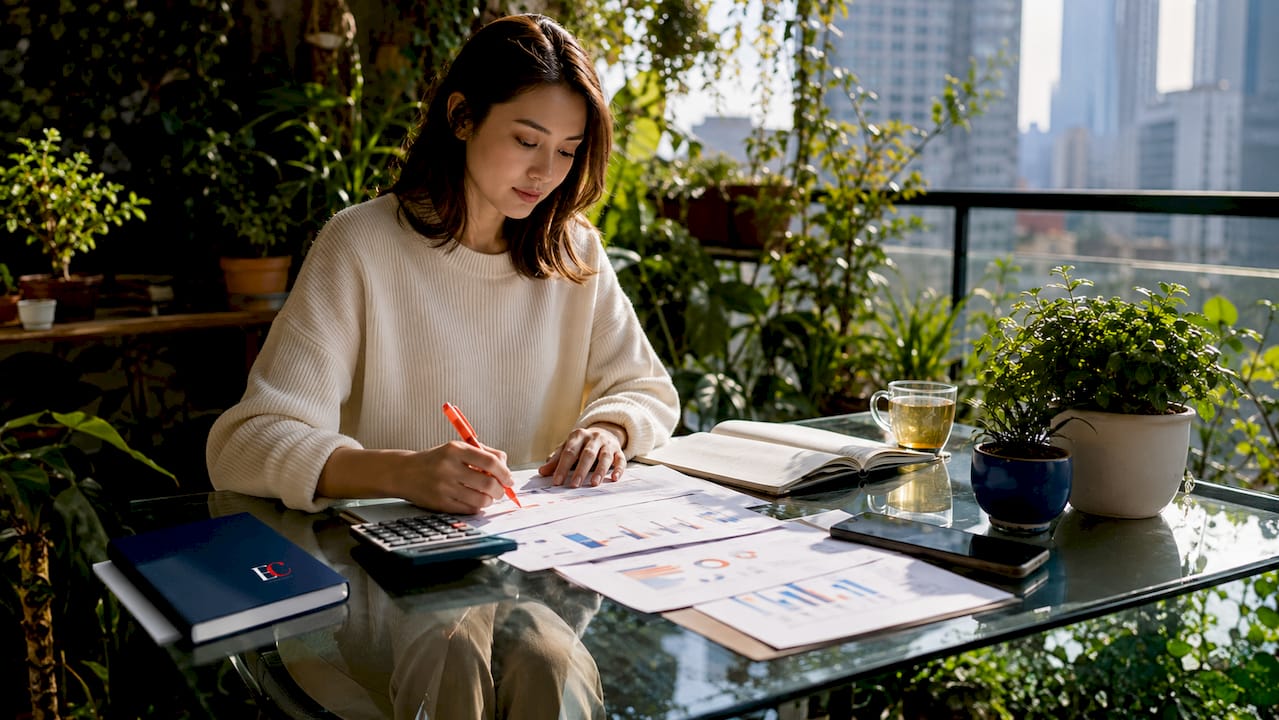 The role of financial goals: your 2026 planning guide 1 Woman planning financial goals at home table