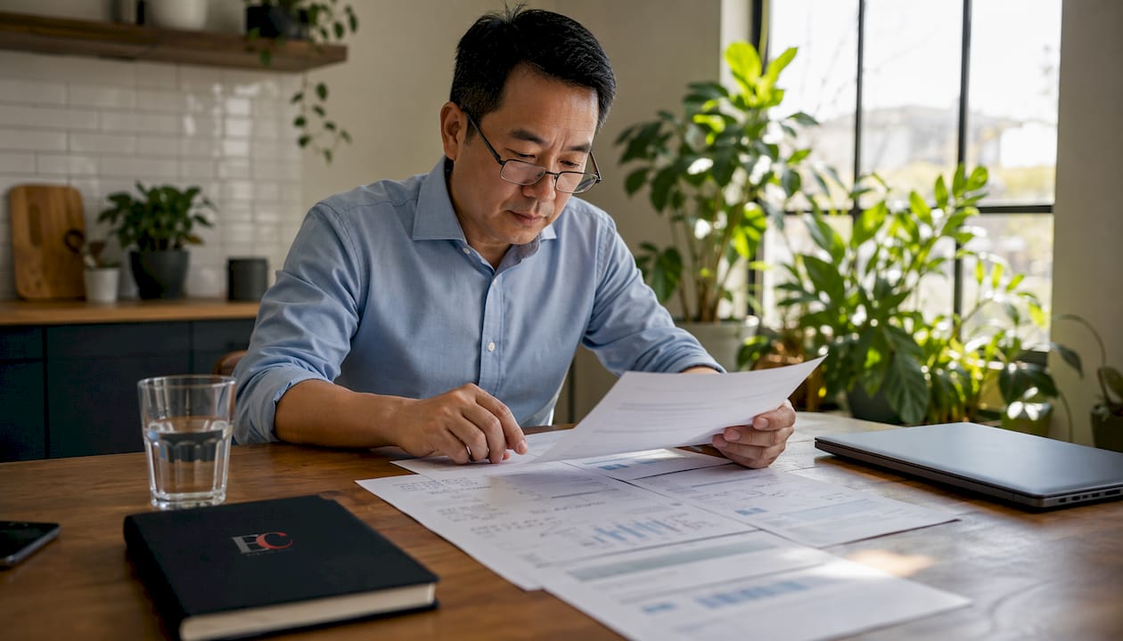Singapore SRS account explained: your 2026 guide 1 Man reviewing Singapore SRS financial documents